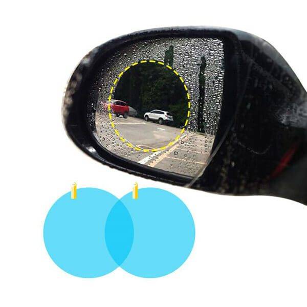 Autofólie na zpětné zrcátko / kruhová fólie na autoskla – 9,5 x 9,5 cm, 2 ks