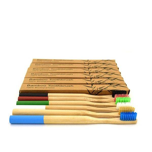 Bambusový kartáček / ekologický dřevěný kartáček, náhodná barva