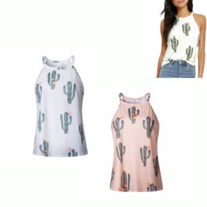 Dámské tílko / tričko s potiskem kaktusů – 2 barvy, S-XL