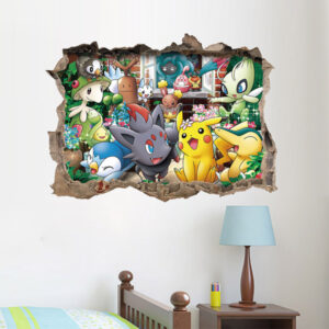 Dětská tapeta / samolepka Pokémon na zeď 3D, 45 x 60 cm