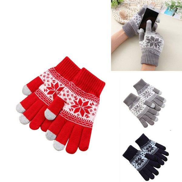 Dotykové rukavice s vločkami / zimní rukavice – 3 barvy