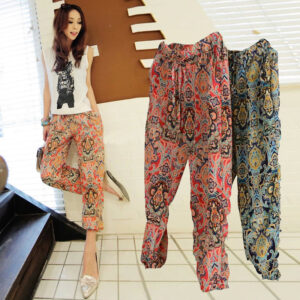 Harémové kalhoty / turecké kalhoty se vzorem, univerzální velikost – 2 barvy