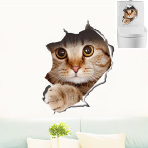 Nálepka na zeď / 3D samolepka na zeď kočka, 29 x 21 cm