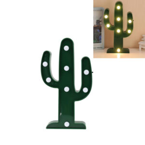 Noční LED lampa / 3D dětská lampička, motiv kaktus – 25 cm