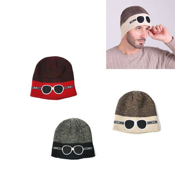 Pánská čepice / zimní čepice, motiv brýlí – 3 barvy