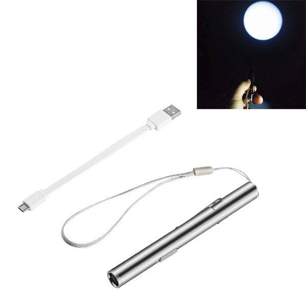 Přenosná LED svítilna / nabíjecí baterka, styl pero – 13 cm