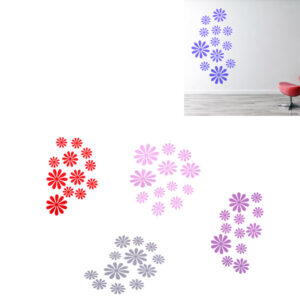 Samolepicí dekorace na zeď / 3D tapeta květy, 12 ks – různé velikosti, 4 barvy
