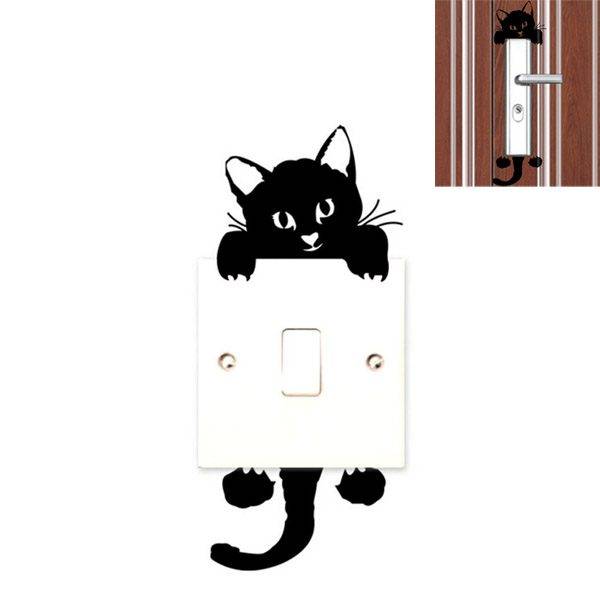 Samolepící dekorace na zeď / samolepka na vypínač kočka