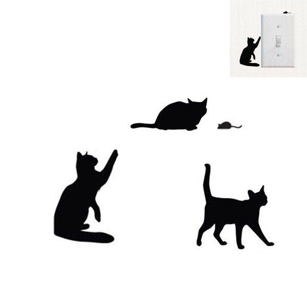 Samolepka na vypínač / samolepka na zeď kočka, 10 x 7 cm – 3 varianty
