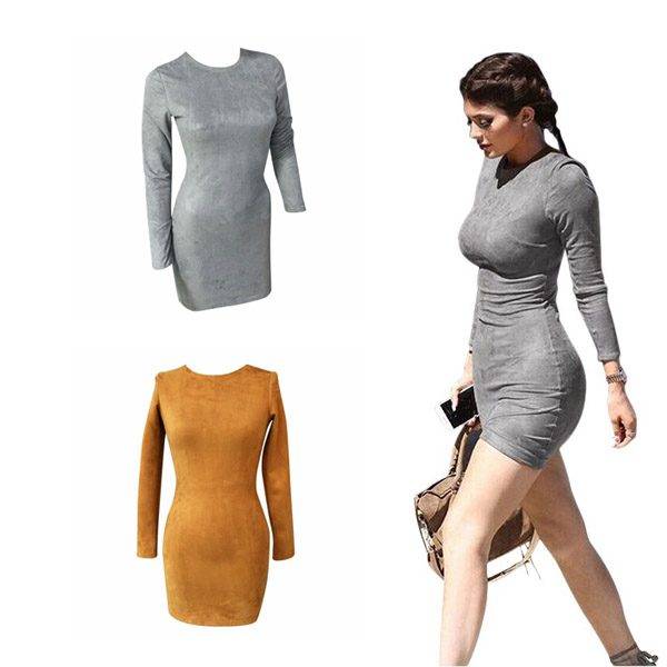 Semišové šaty / podzimní šaty – 2 barvy, S-XL