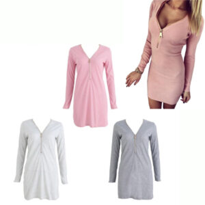 Teplé šaty / svetrové šaty se zipem – 3 barvy, S-XL