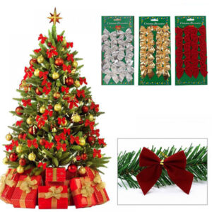 Vánoční dekorace / vánoční mašle, 12 ks – 3 barvy