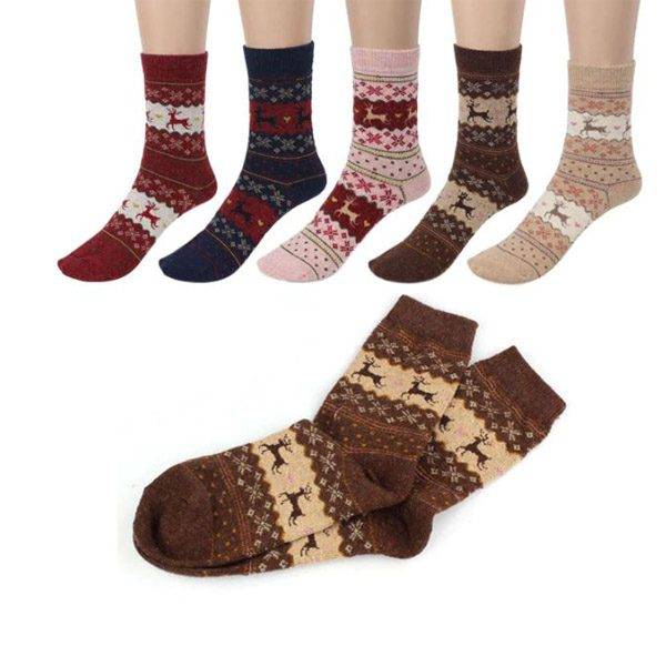 Vánoční ponožky / barevné ponožky se soby – univerzální velikost, 5 barev